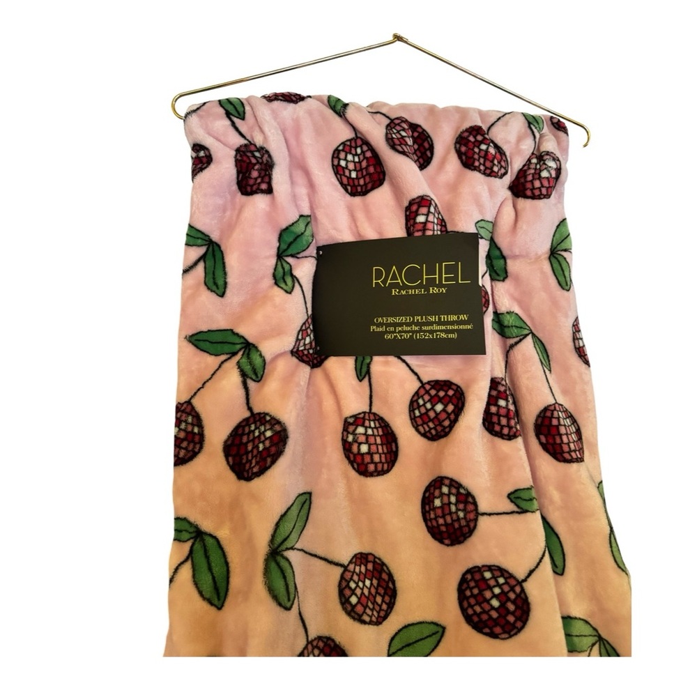 Rachel Roy Cherry Disco Ball Flannel Plush Blanket new with tags